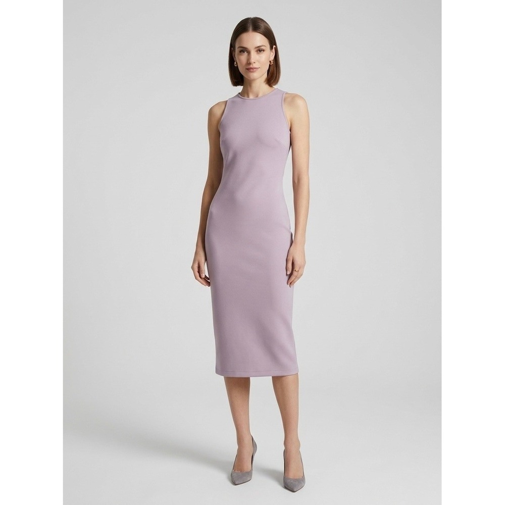Max Mara Leisure Womens Lilac Jersey Sleeveless Midi Sheath Dress Size XS